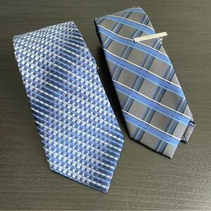 Set of 2 Neckties + Tie Clip | Blue + Gray/Silver | Apt 9 + Bespoke
